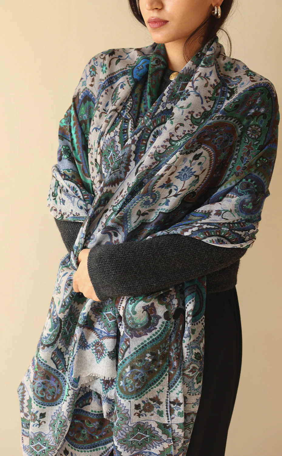 0020_IMG_7832_1800x1800 Antique Grandeur Wool Silk Shawl - Image 1