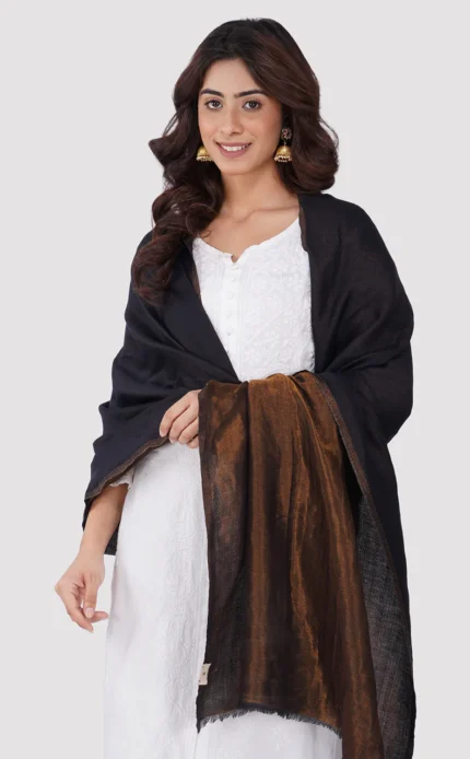 Zari Reversible Shawl - Black Gold
