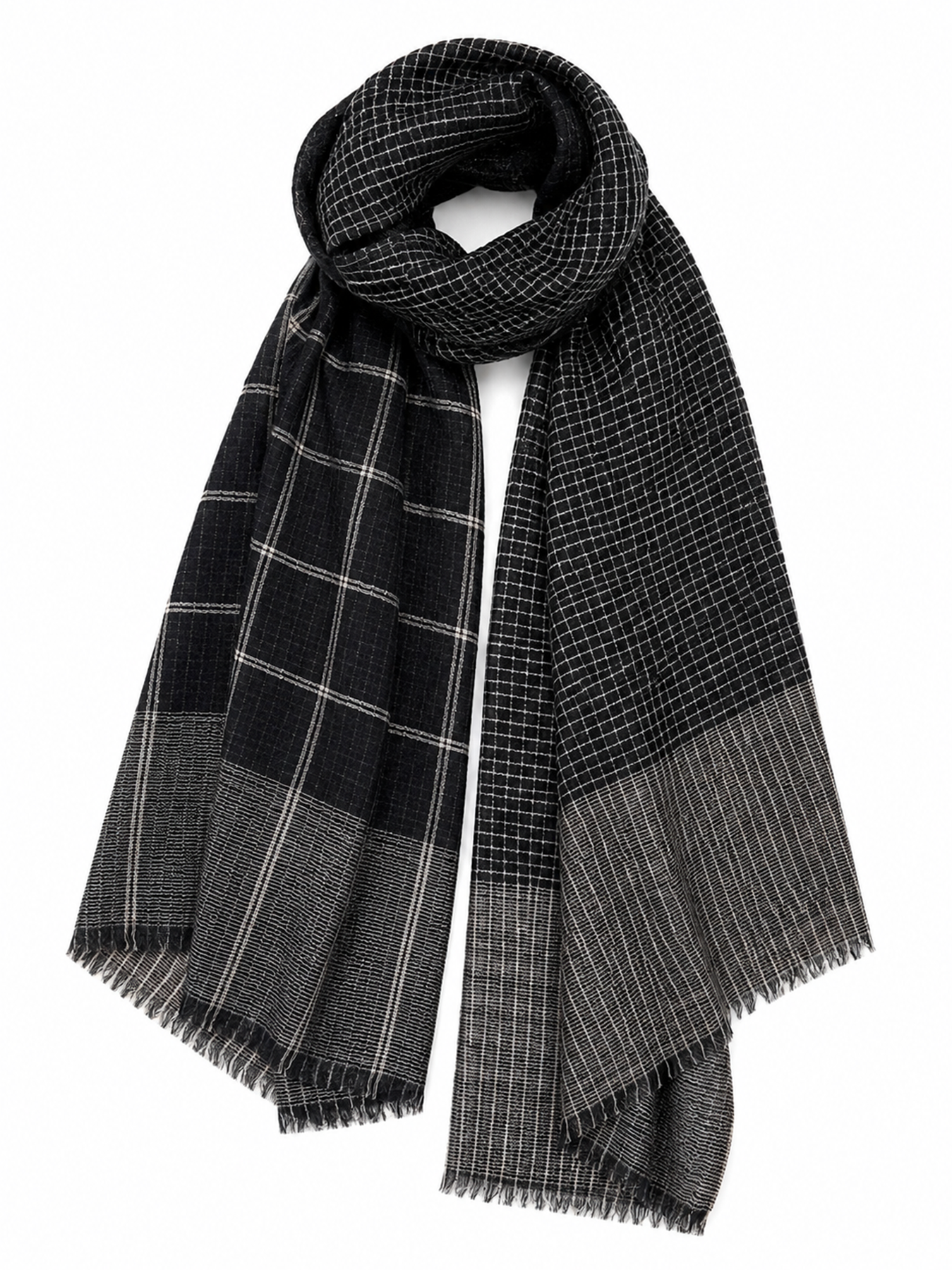 Midnight Black Reversible Check Stole