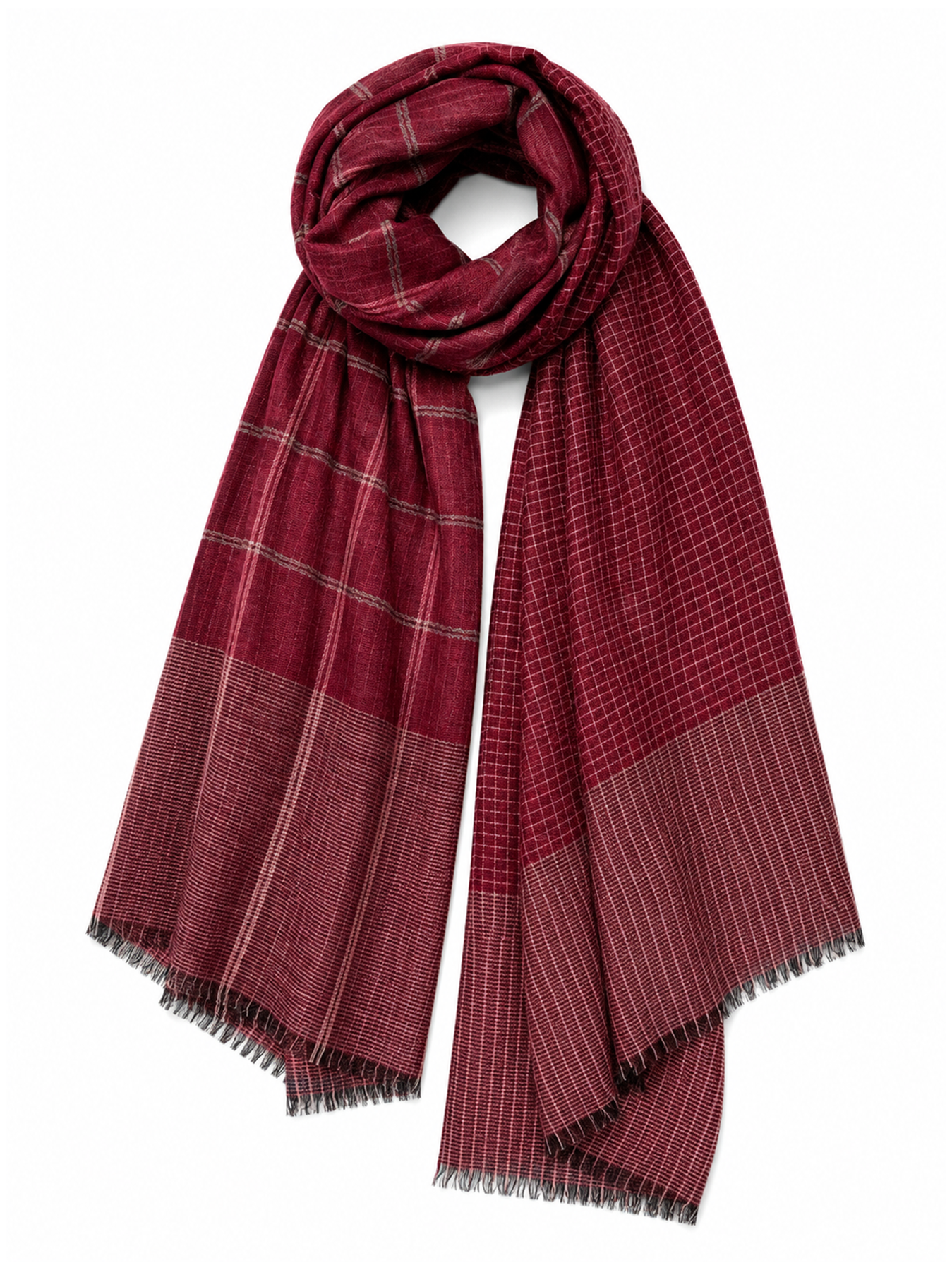 Ruby Red Reversible Check Stole