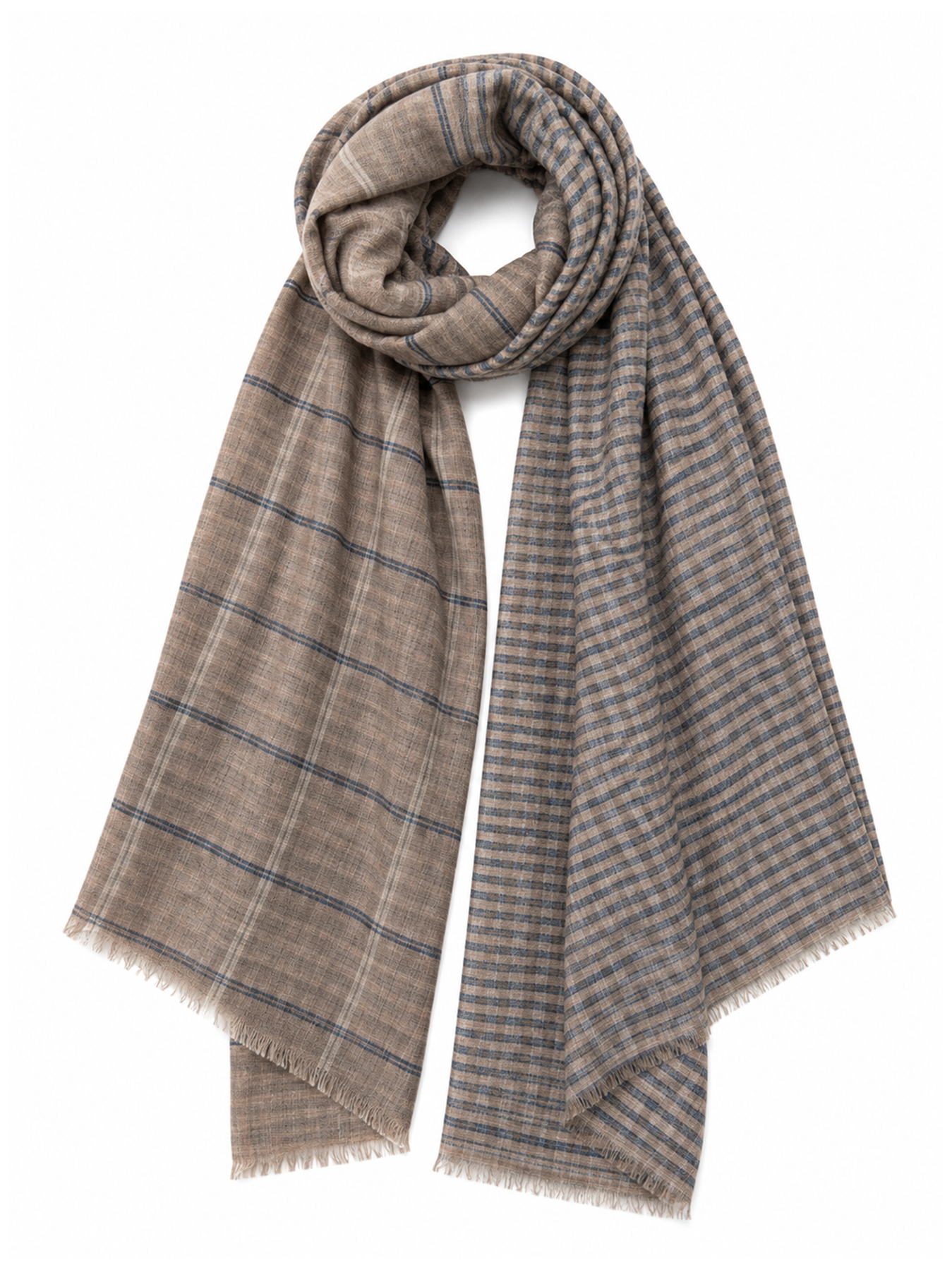 Coastal Taupe Reversible Check Stole