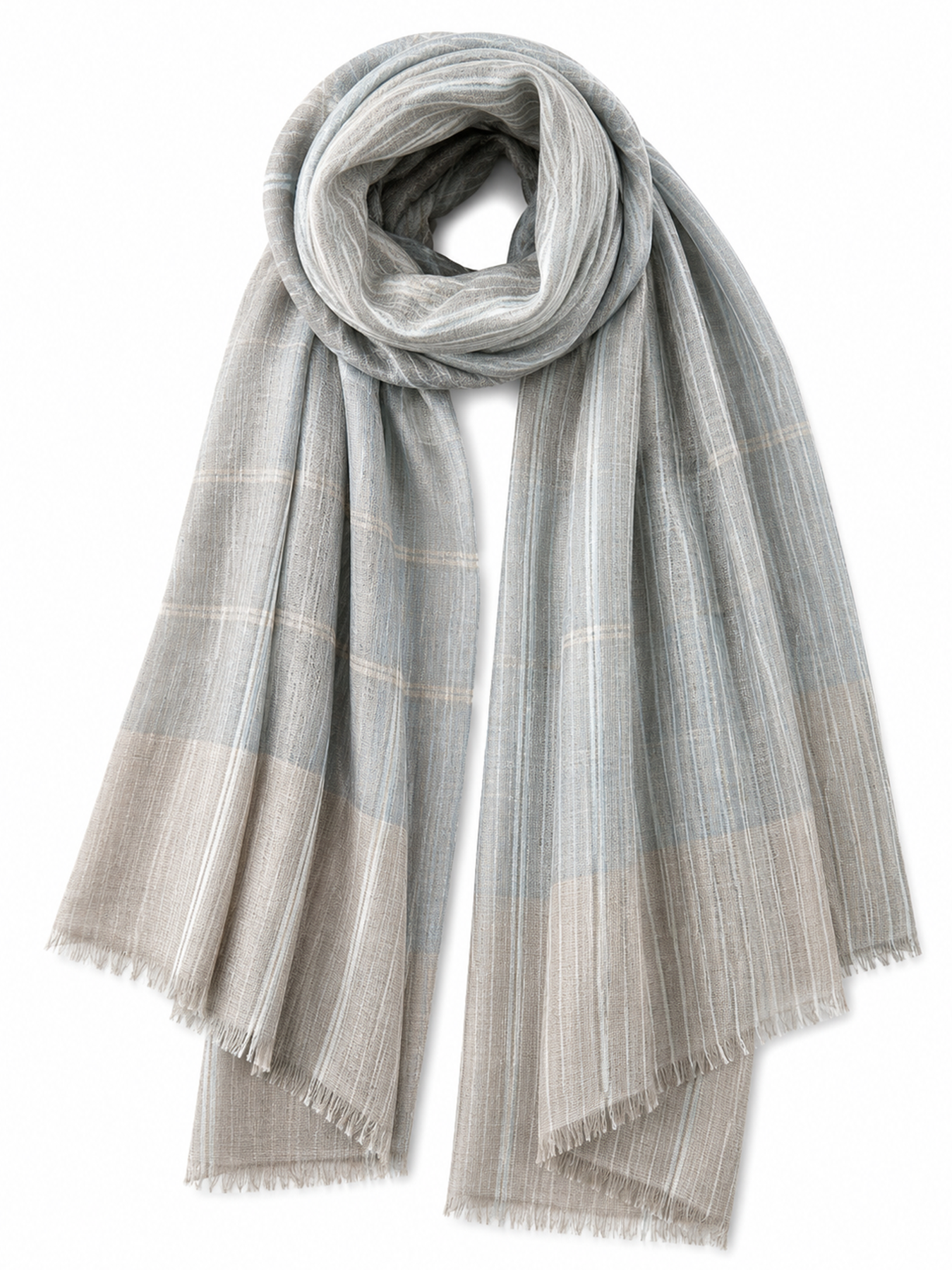 Mist Grey Reversible Check Stole