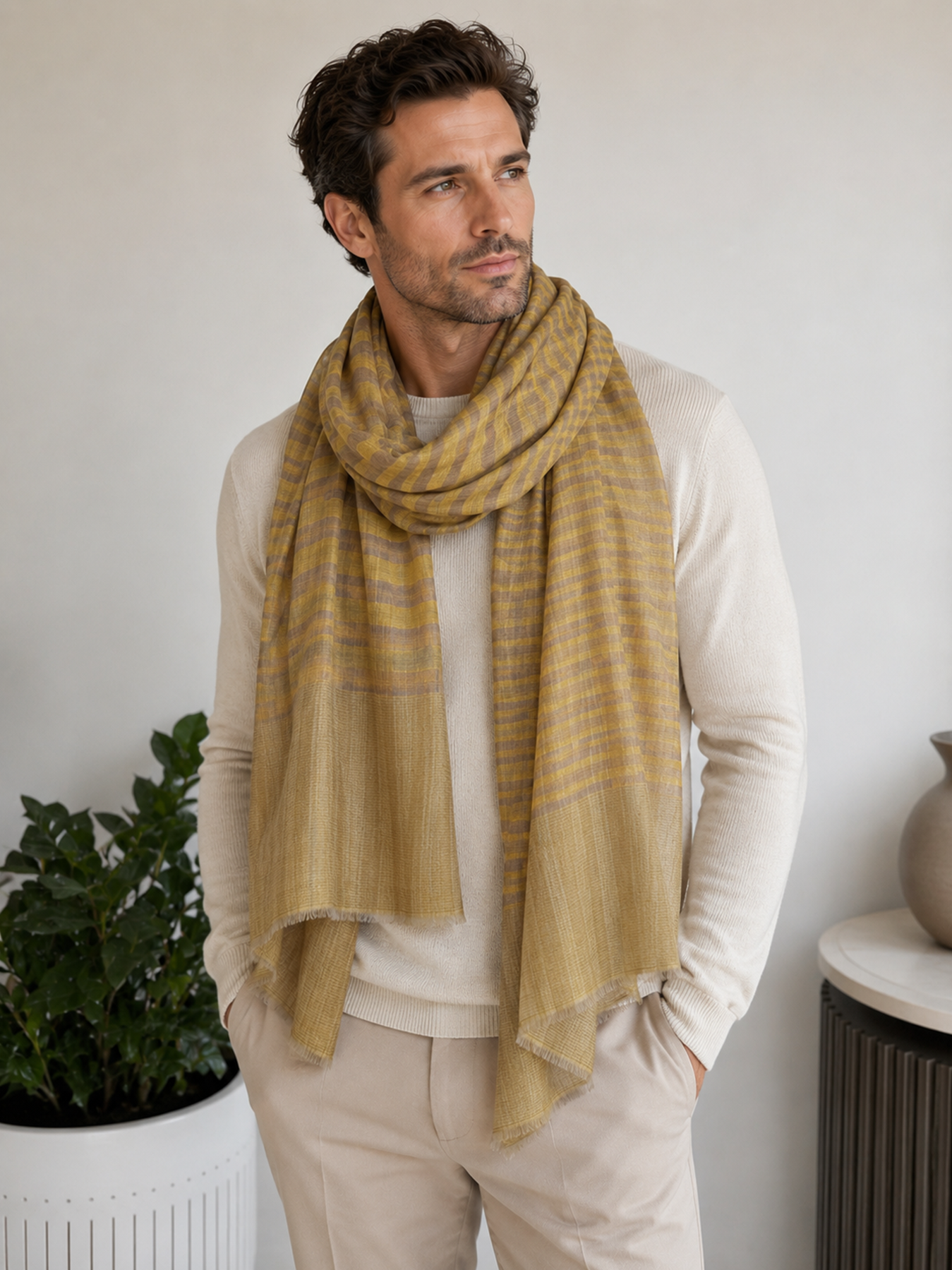 Golden Harvest Reversible Check Stole