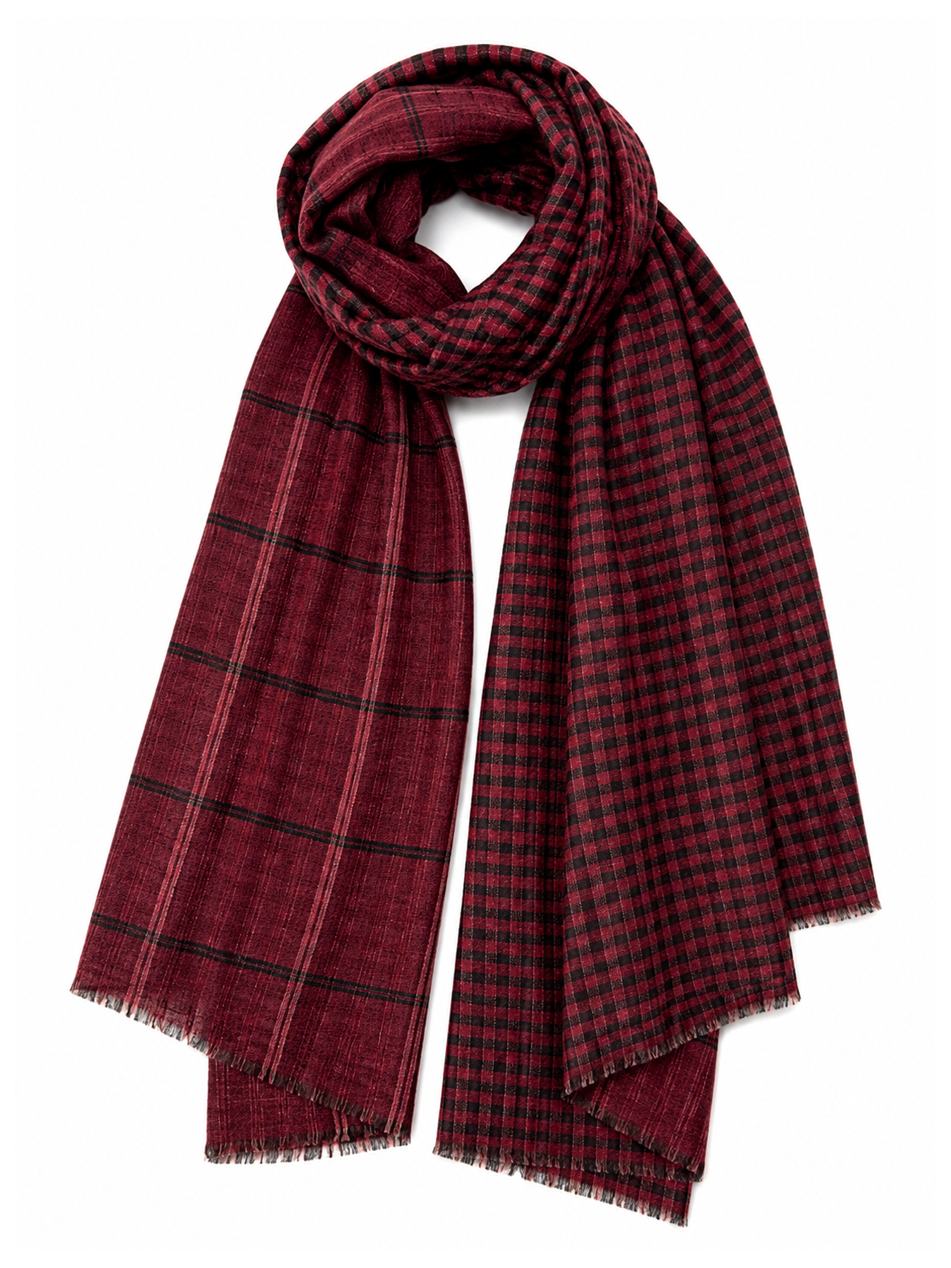 Crimson Red Reversible Check Stole