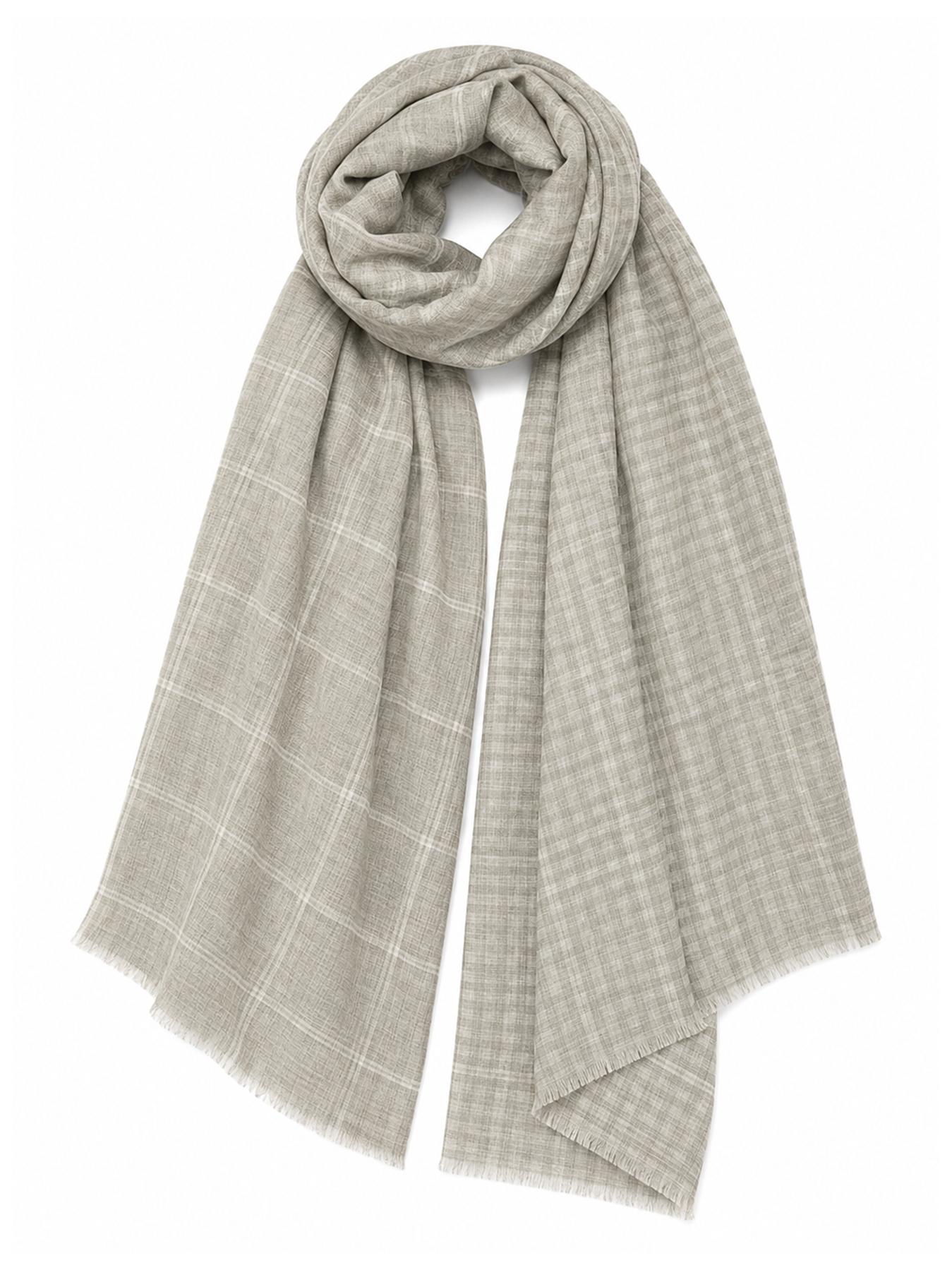 Pearl Grey Reversible Check Stole