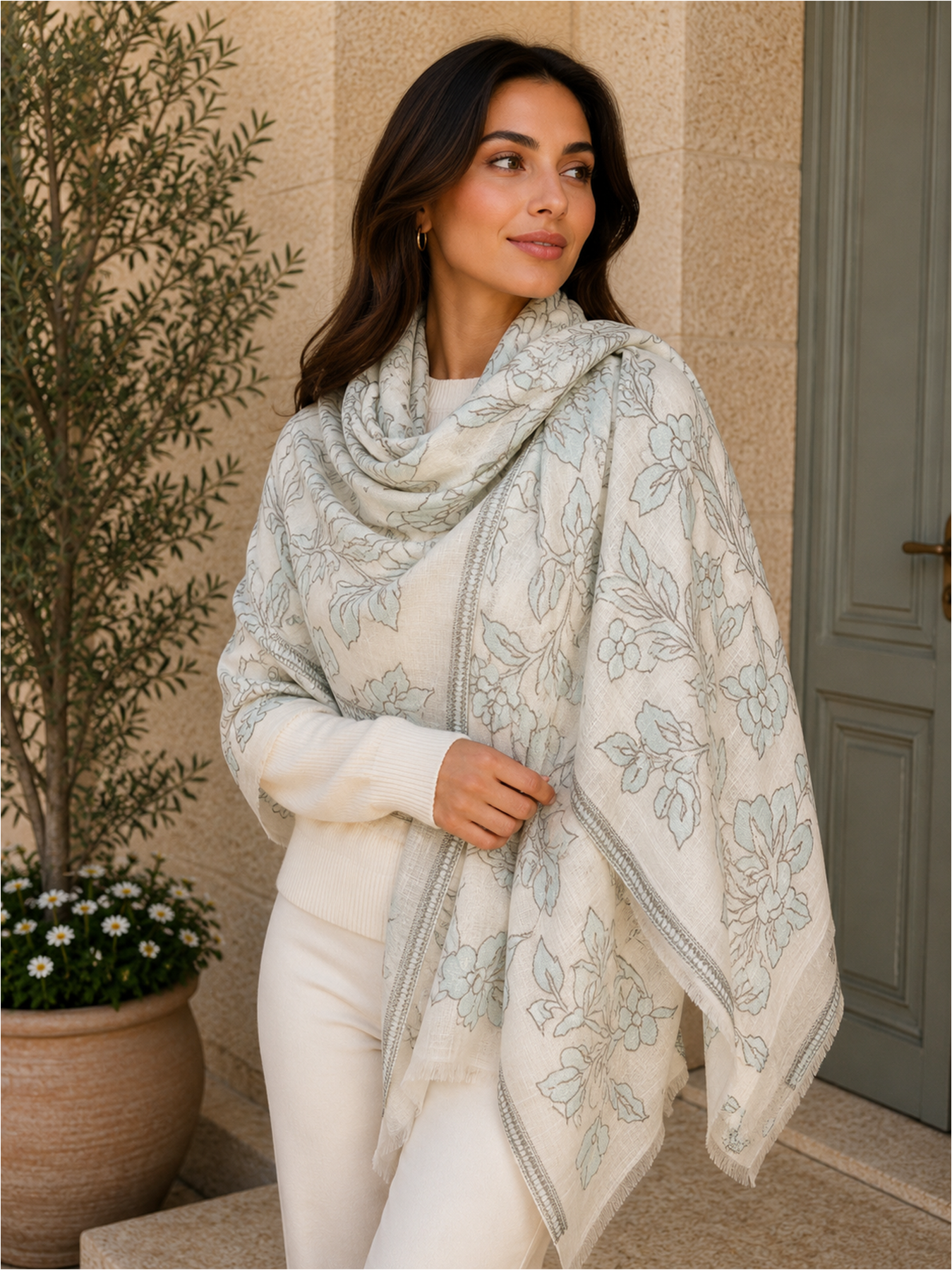 Mist Blossom Cashmere Blend Stole