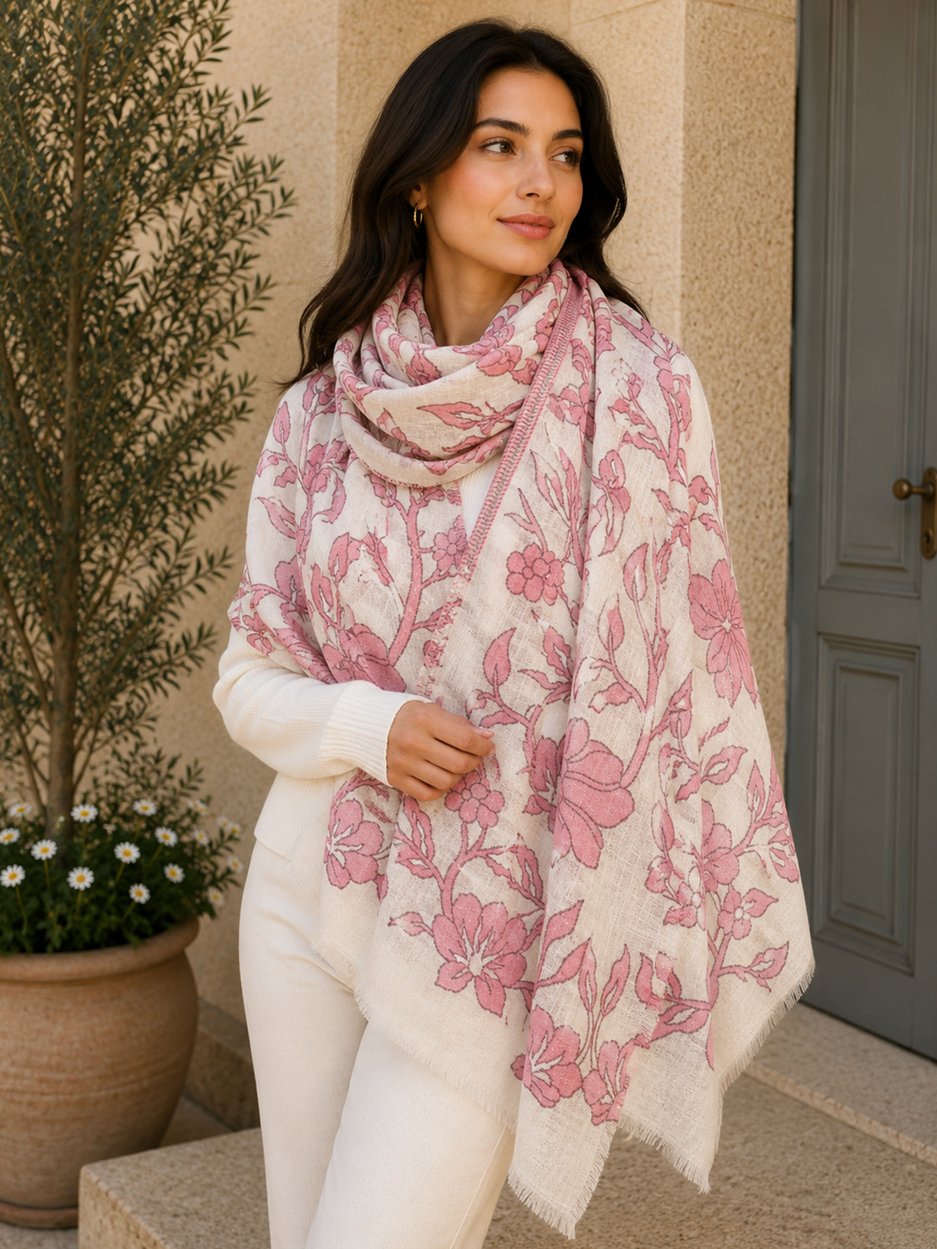 Rose Petal Cashmere Blend Stole