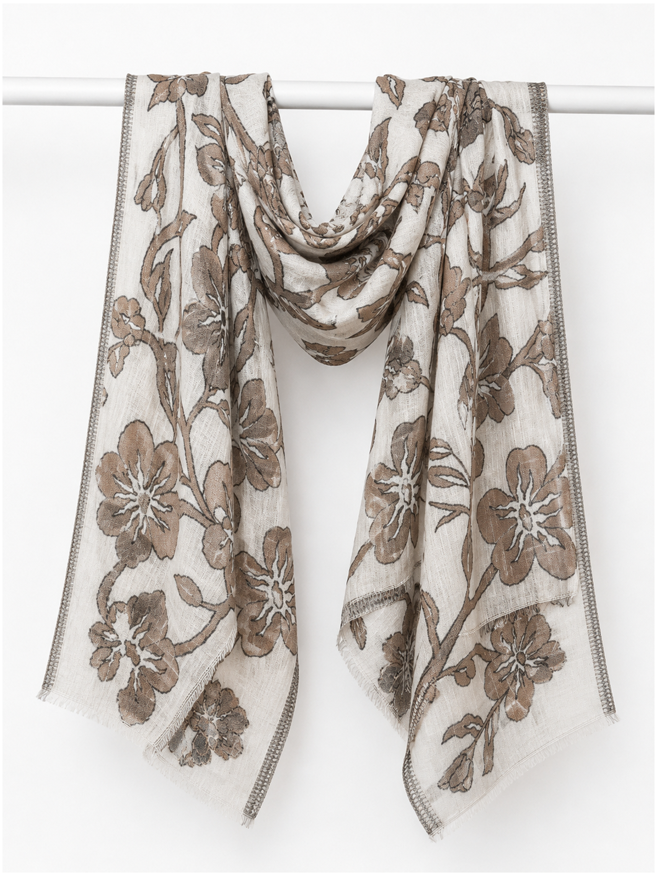 Mocha Blossom Cashmere Blend Stole