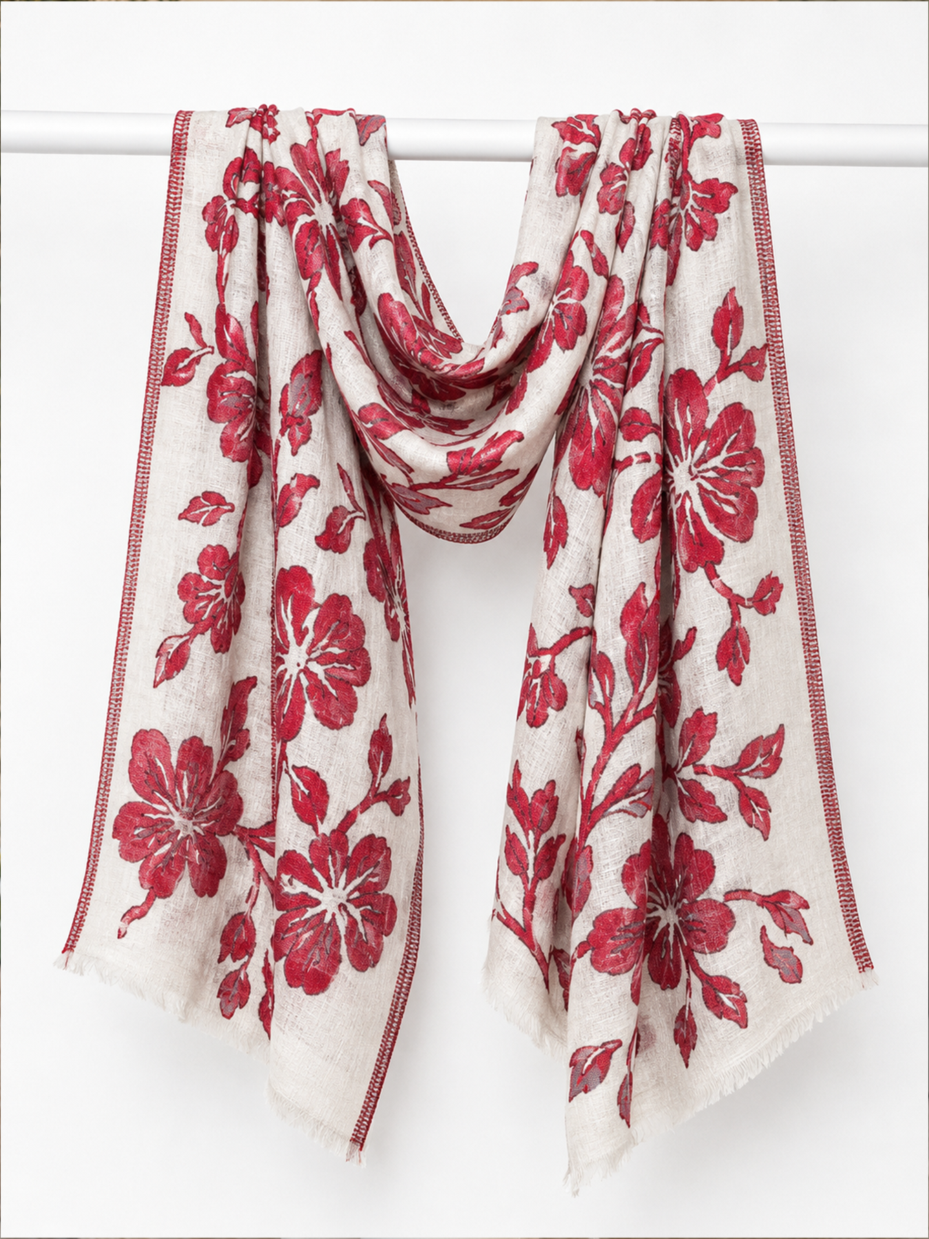 Crimson Blossom Cashmere Blend Stole