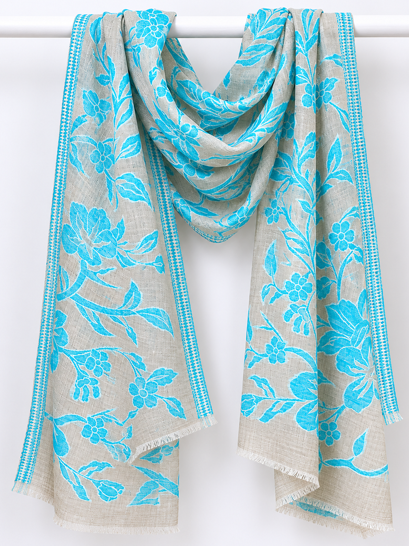 Azure Bloom Cashmere Blend Stole