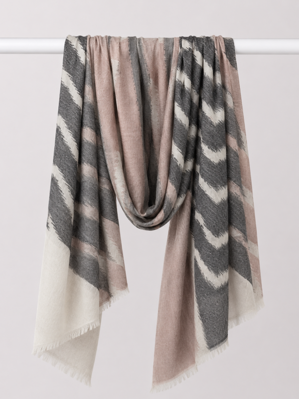 Blush & Charcoal Ikat Reversible Stole