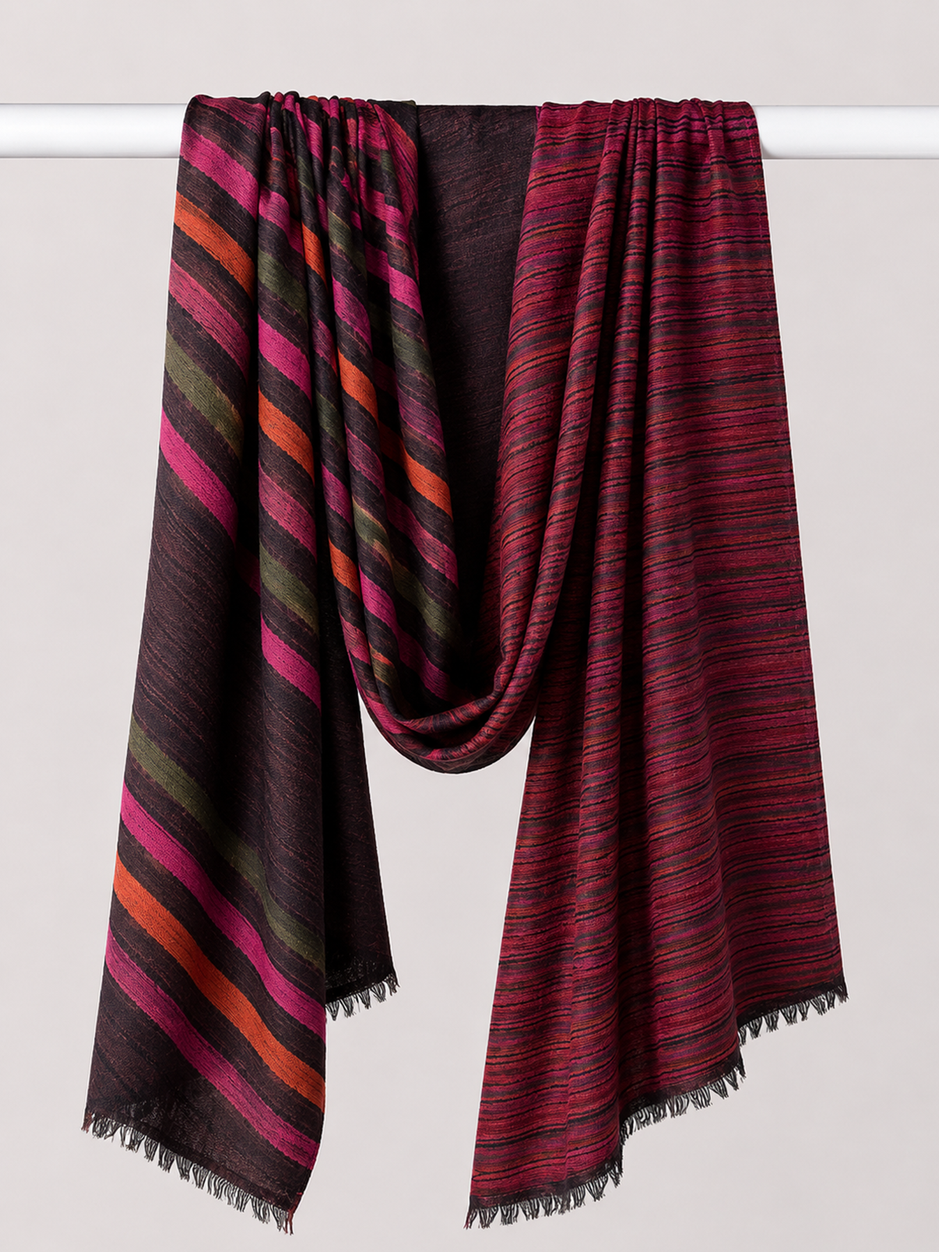 Midnight Fuchsia Reversible Stripe Stole