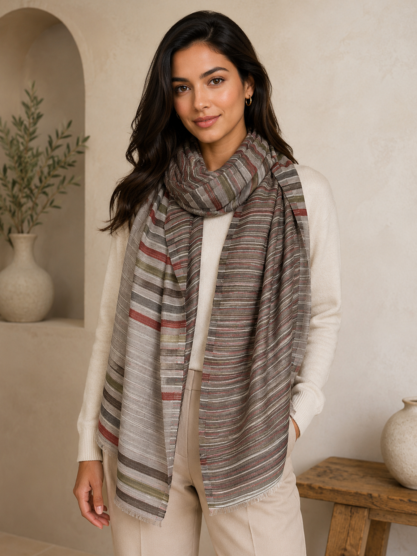 Desert Rose Reversible Stripe Stole