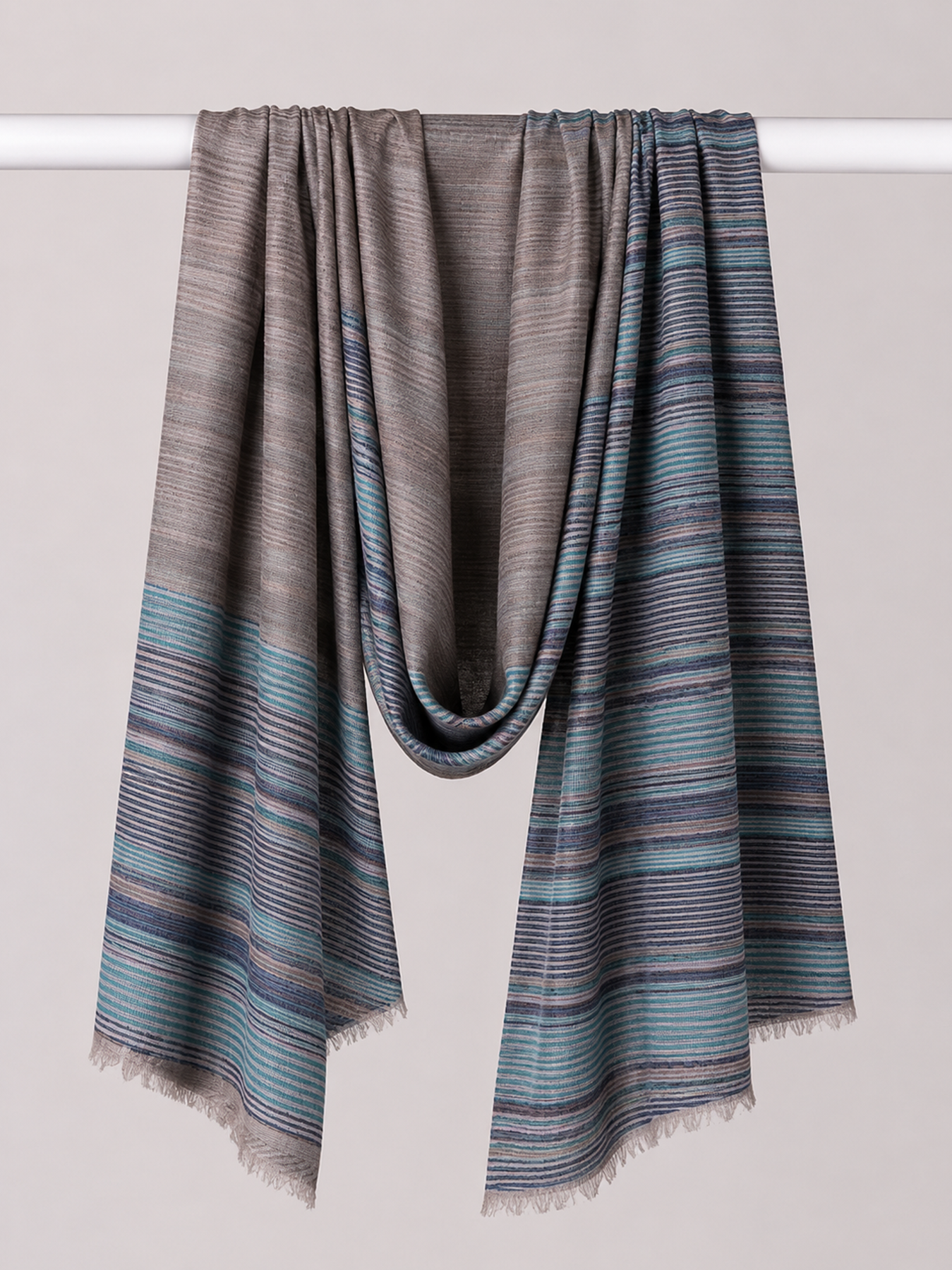 Misty Aqua Reversible Stripe Stole