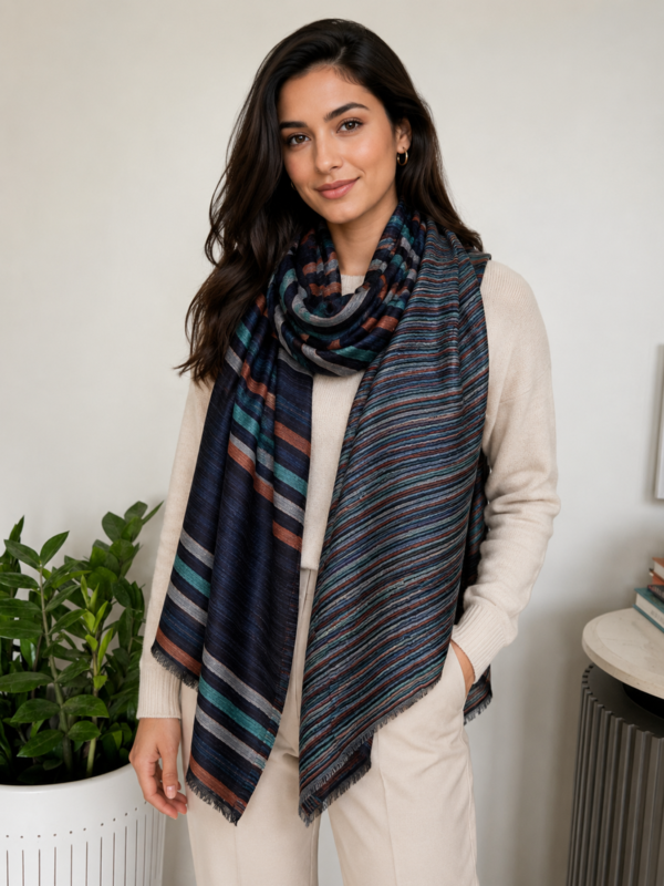 Twilight Harbour Reversible Stripe Stole