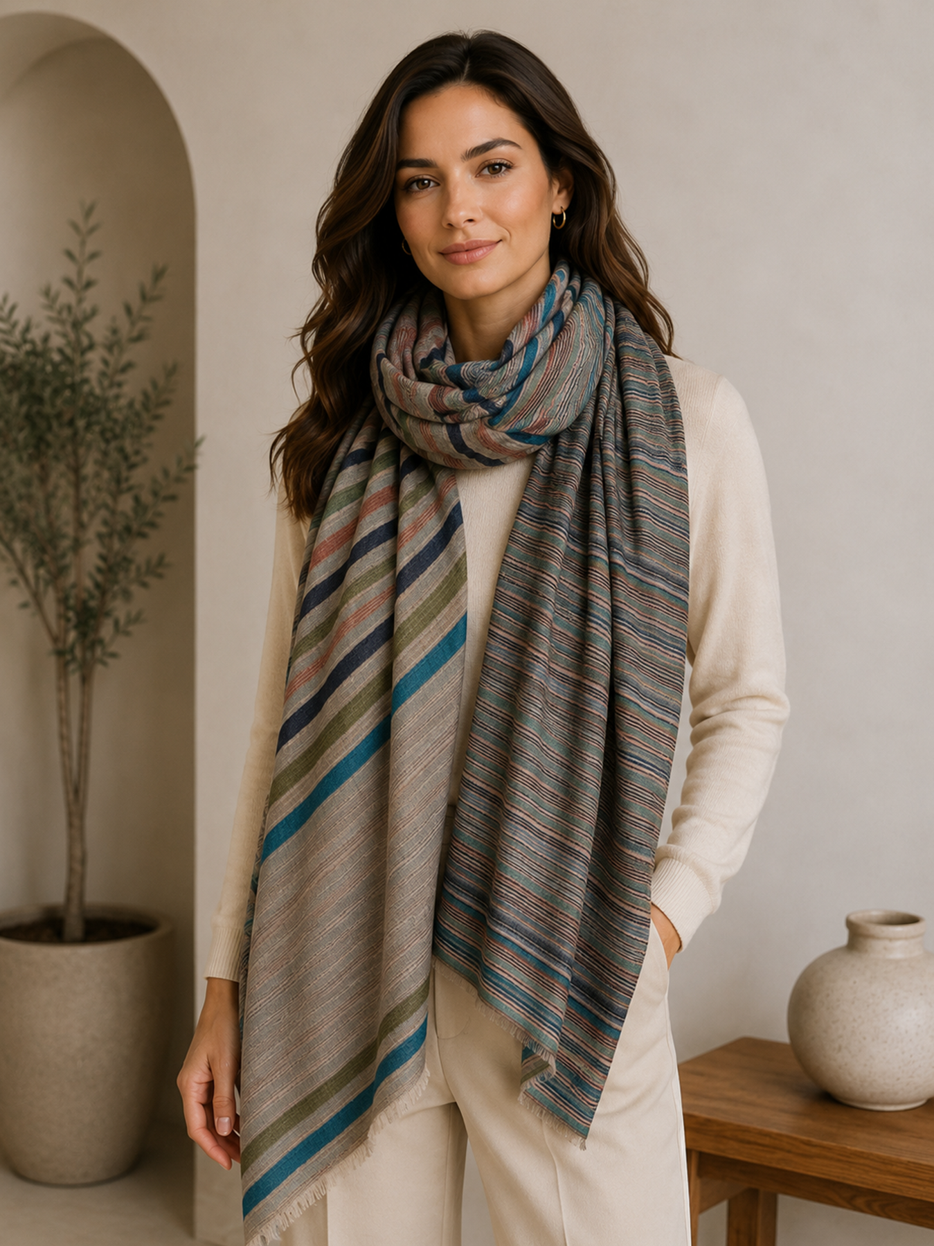 Coastal Breeze Reversible Stripe Stole