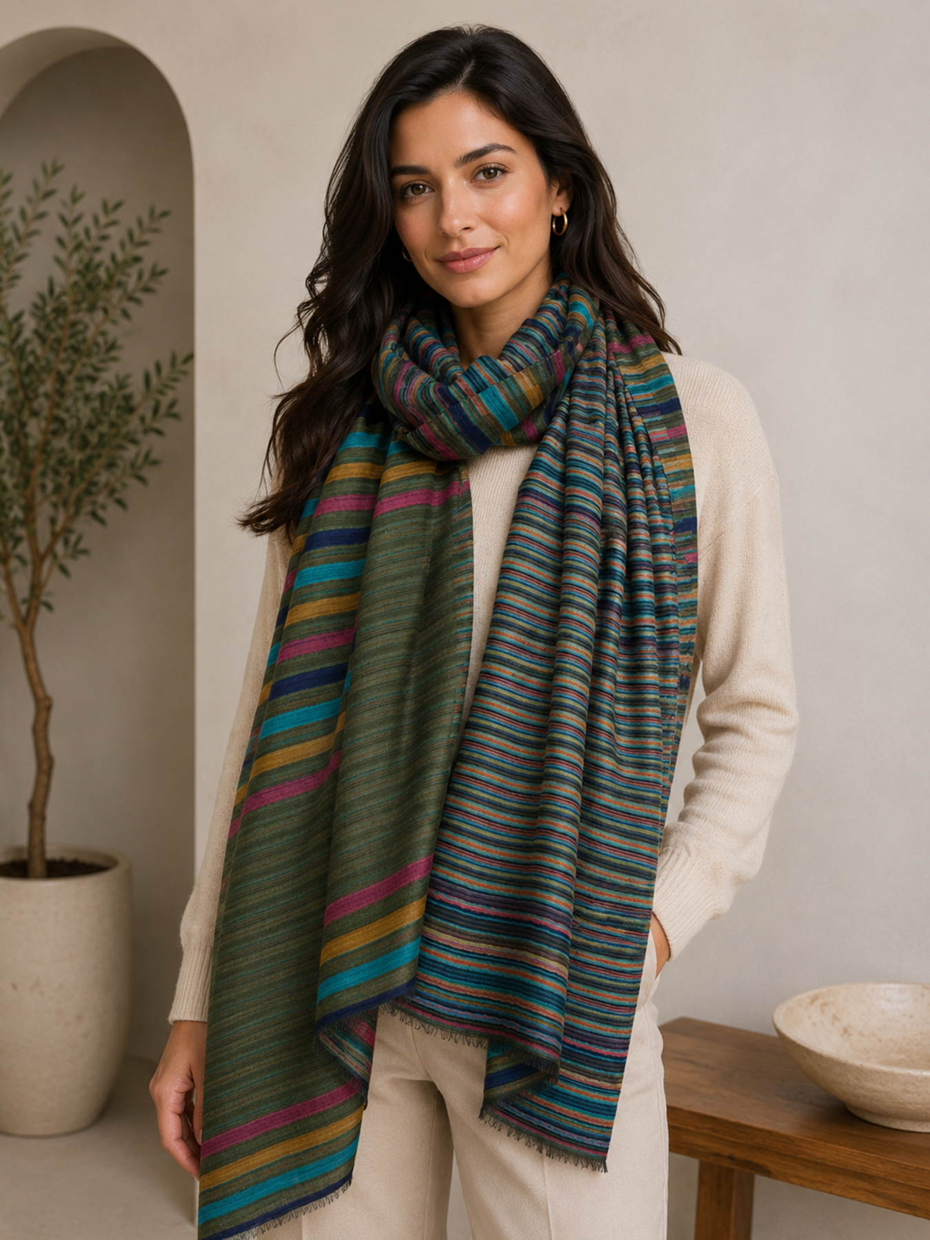 Peacock Grove Reversible Stripe Stole