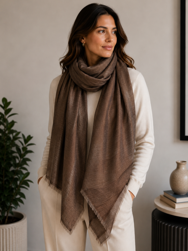 Bronze Mist Reversible Zari Stole