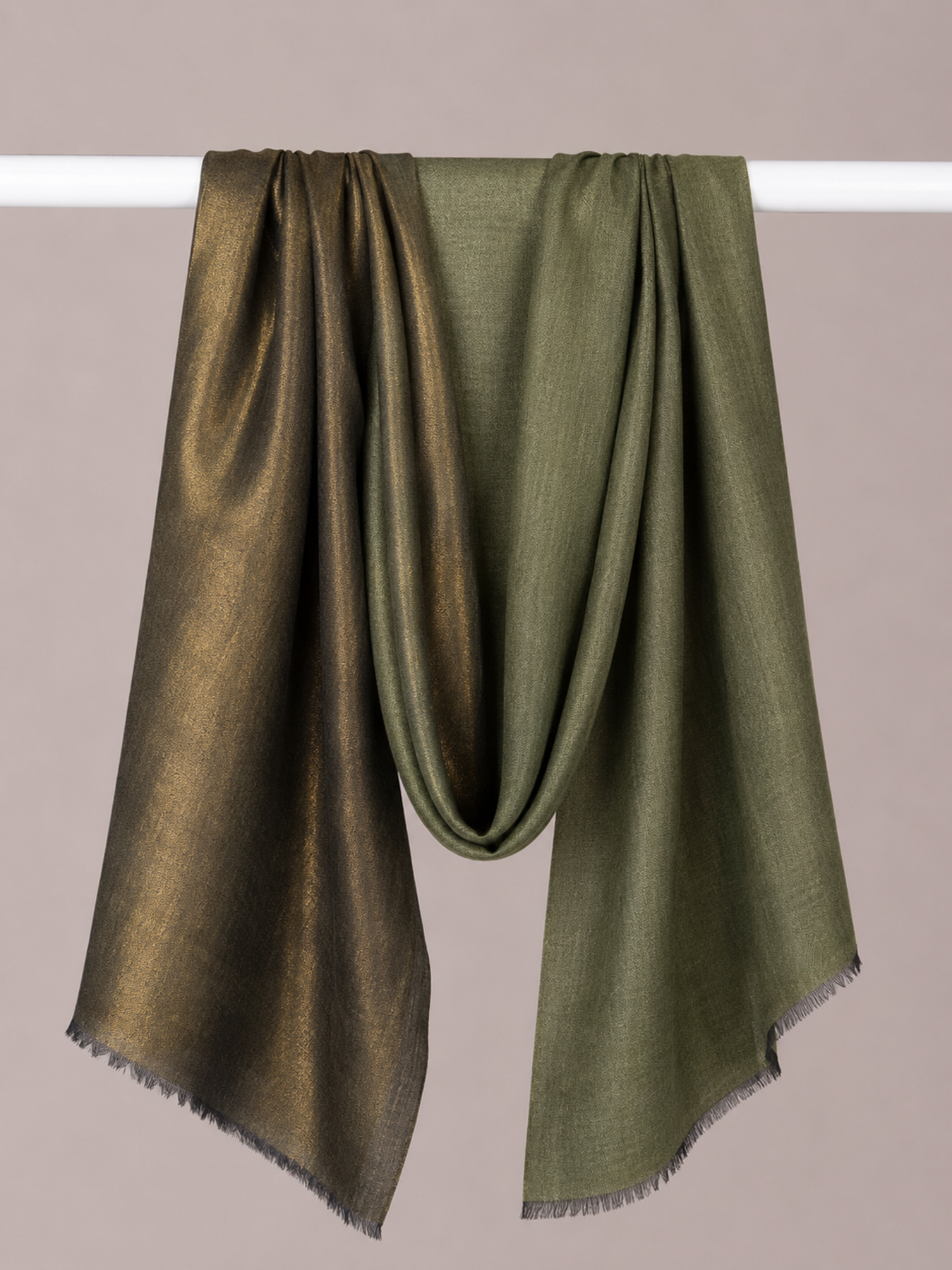 Olive Bronze Reversible Zari Stole