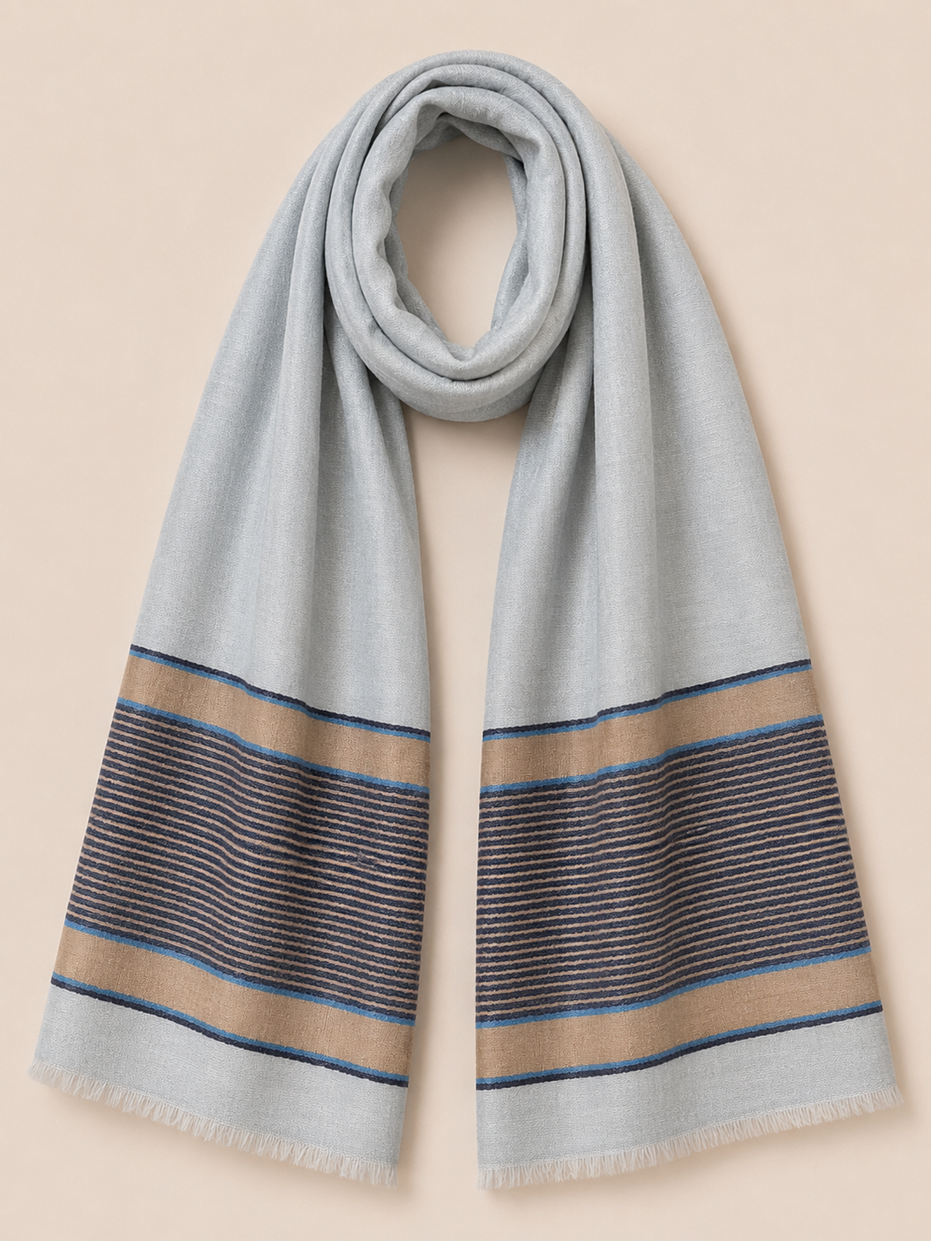 Frost Blue Zari Stripe Stole