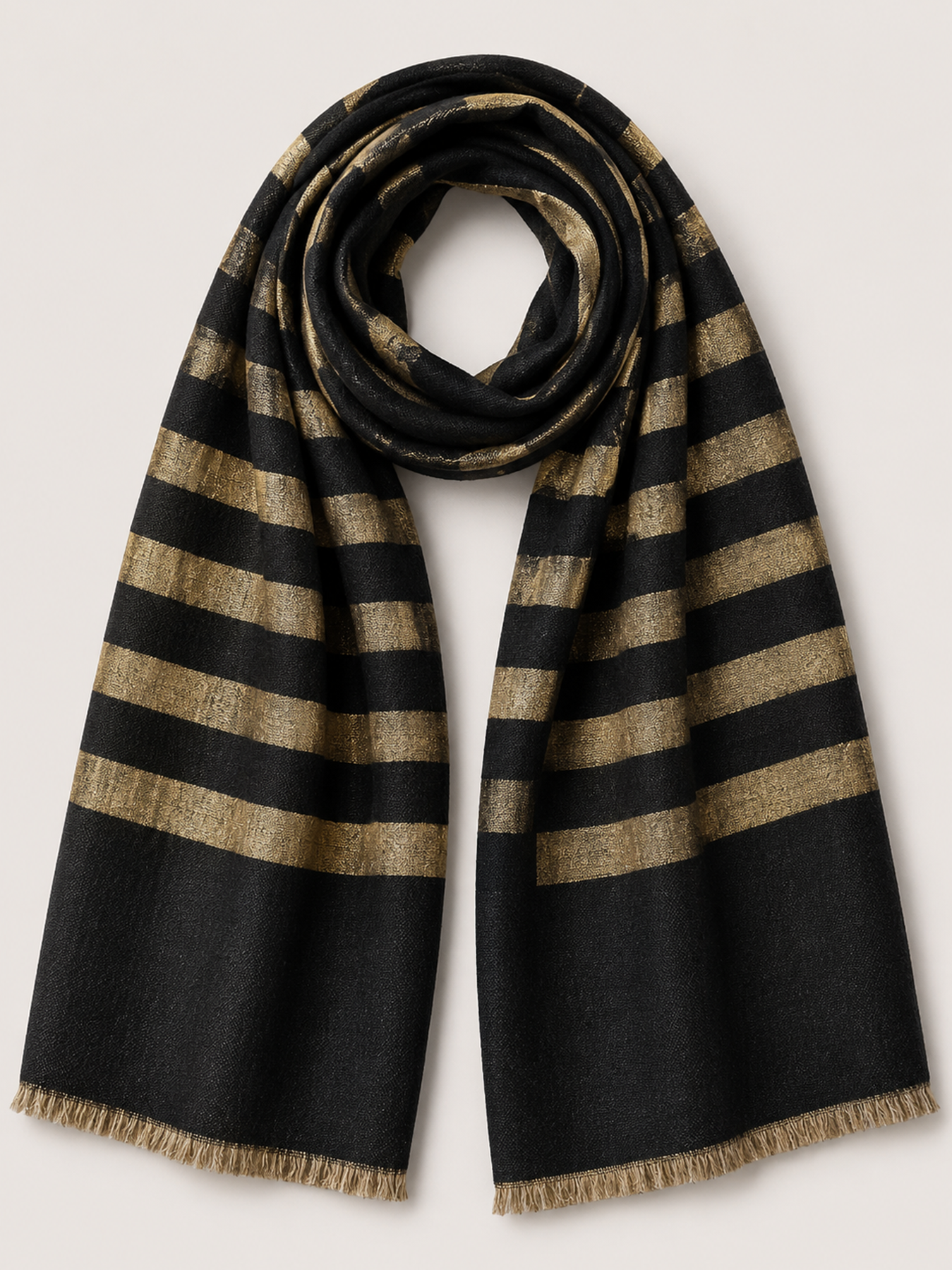 Ebony Gold Stripe Zari Stole