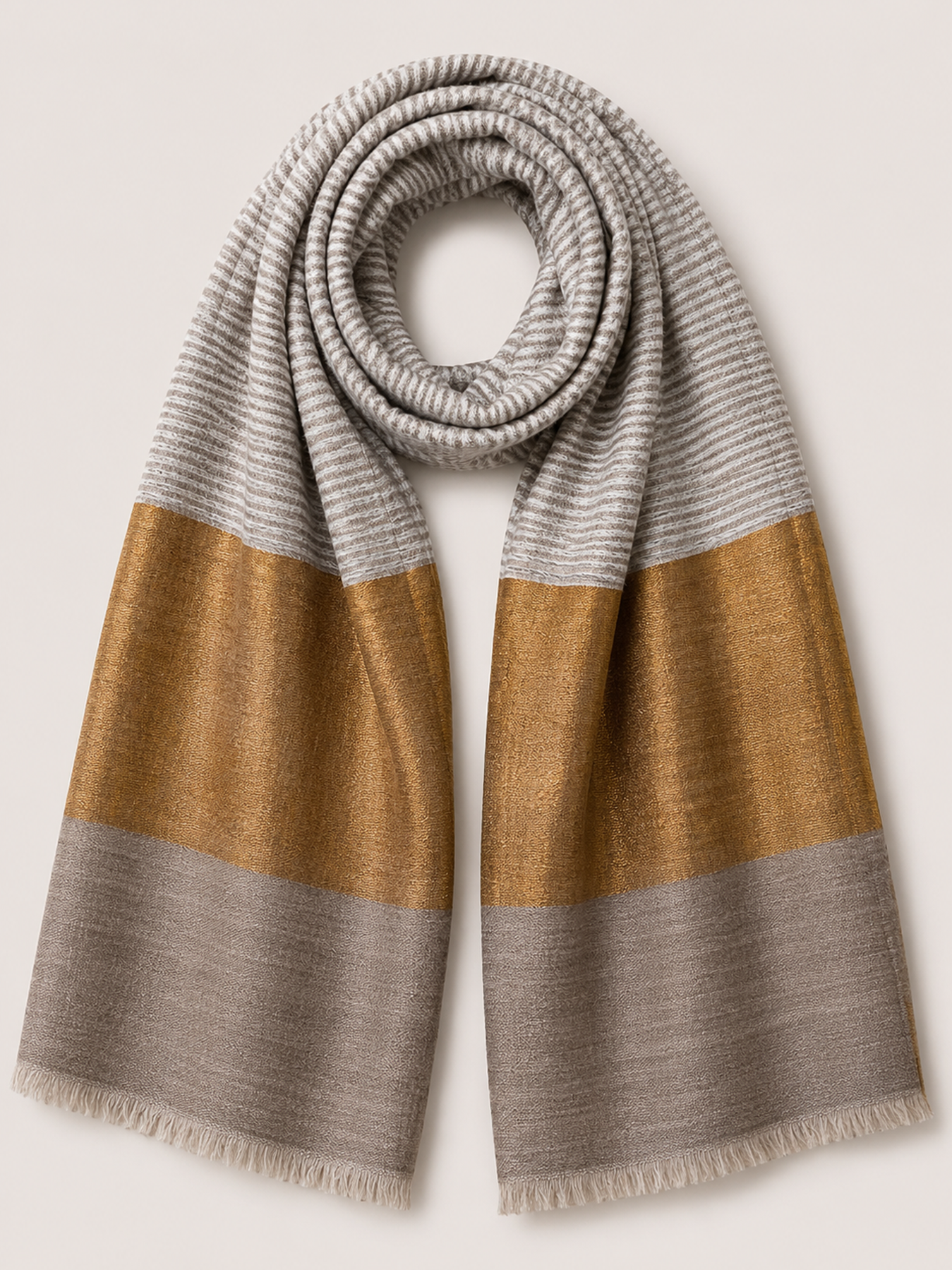 Champagne Gold Zari Stripe Stole