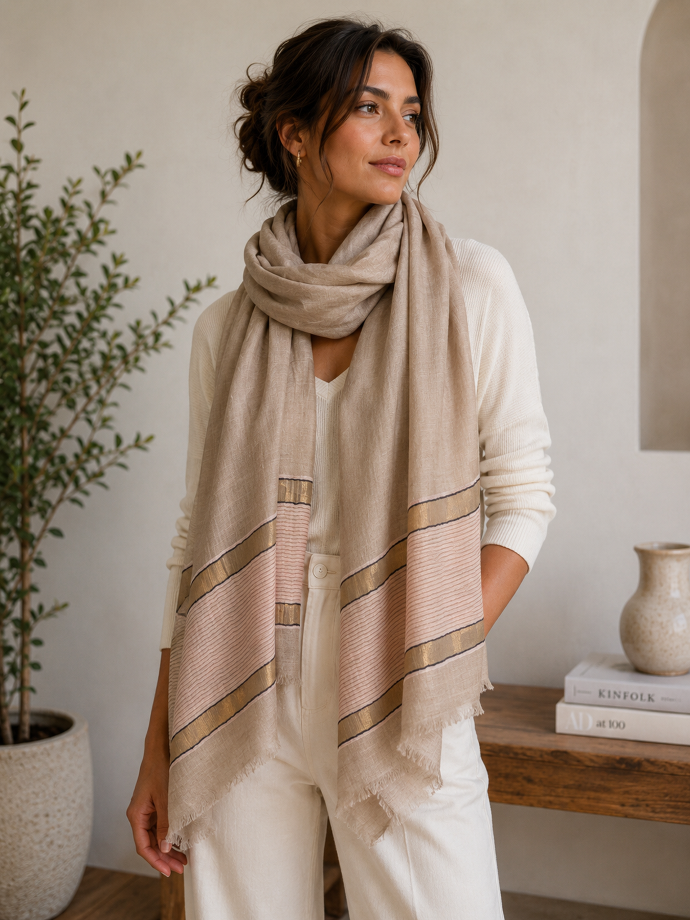 Powder Blush Stripe Stole